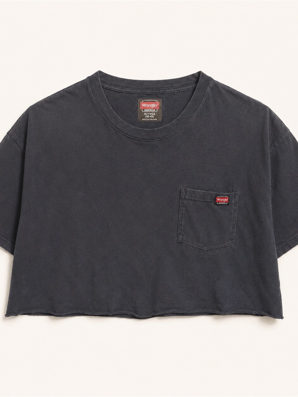 Wrangler Black Cropped Pocket Short Sleeve Tee